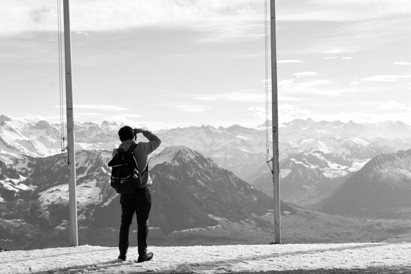 man standing on mountain